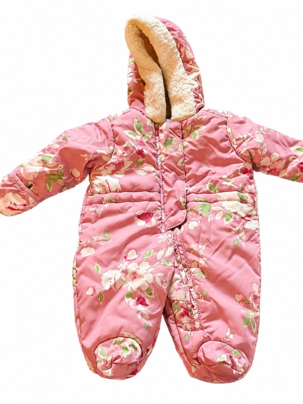 The Children’s Place BabyPLACE Pink Floral Hooded Snowsuit 0–3M